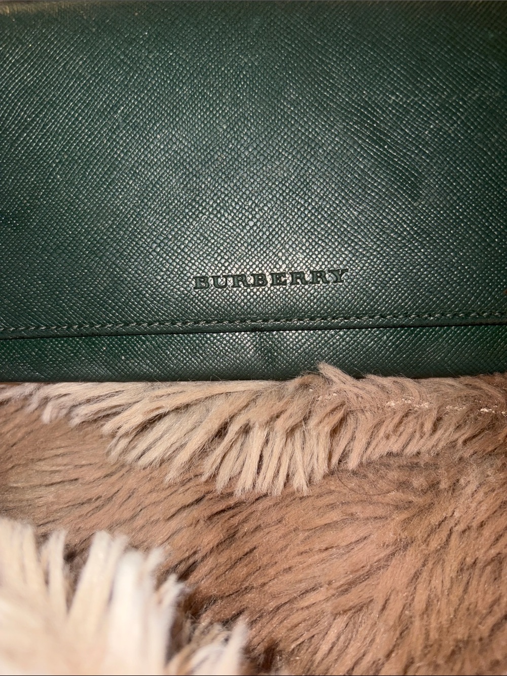 Burberry Dark Green Saffiano Leather Wallet